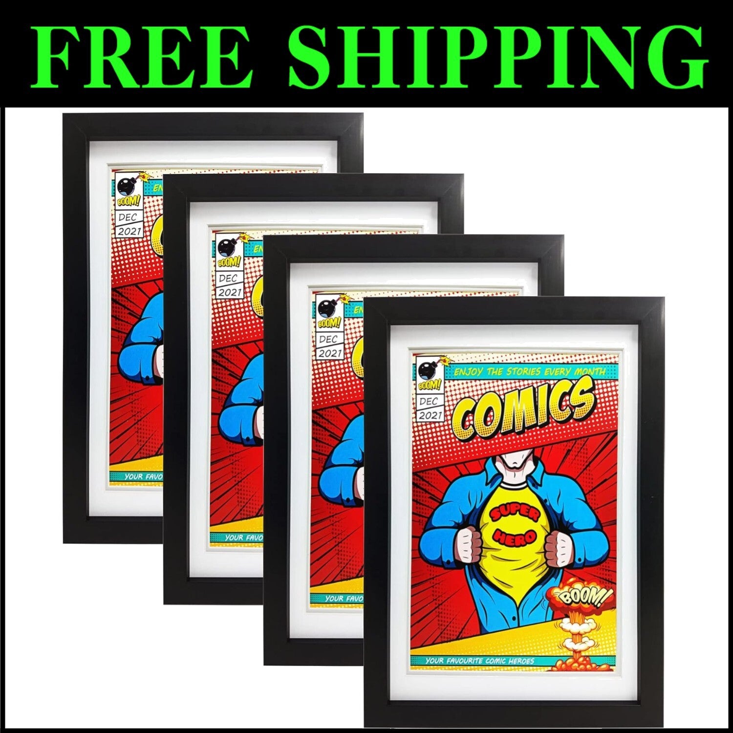Stylish Comic Book Frames - 4 Pack with Reinforced Protection for Collectors