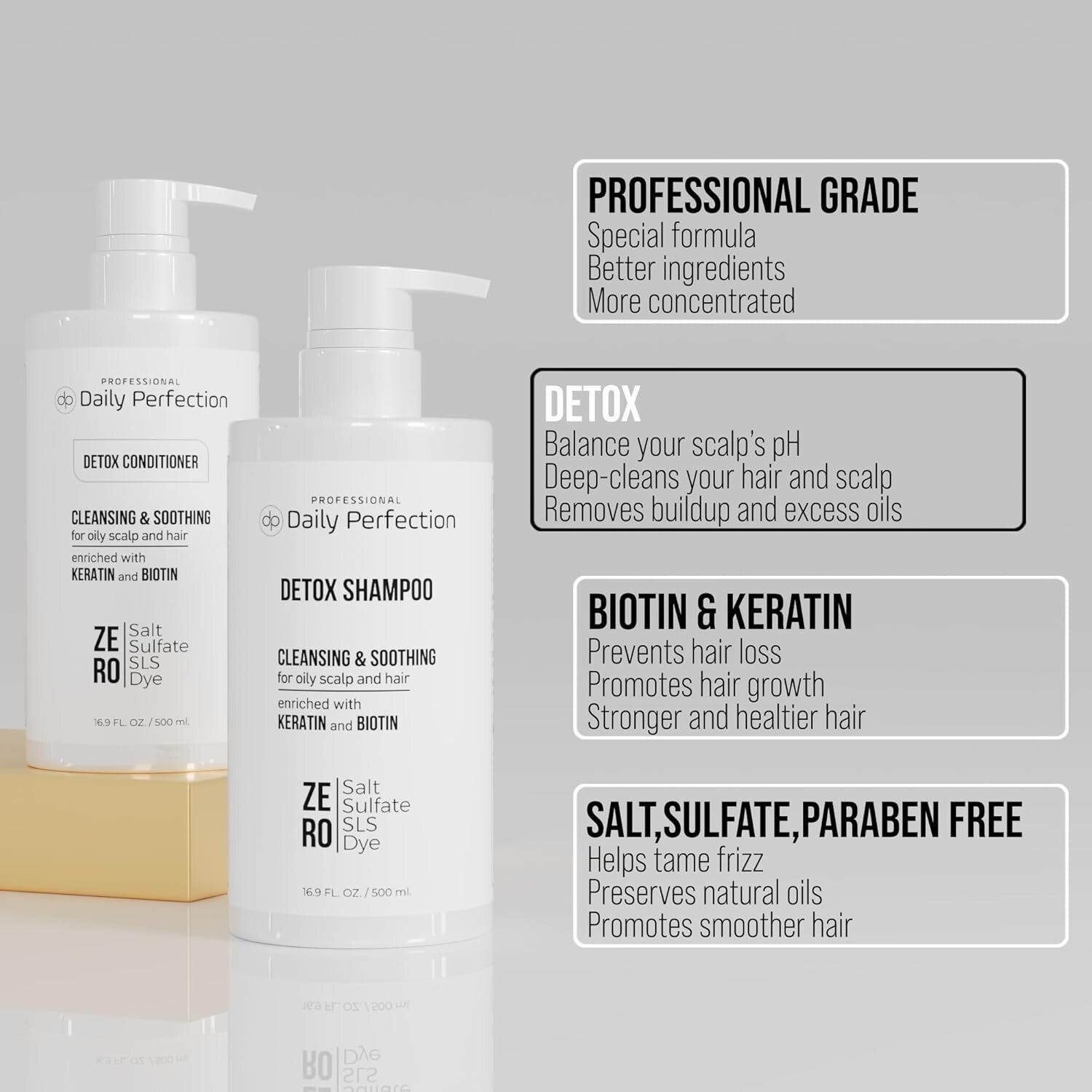 Gentle Detox Hair Care: Salt-Free & Sulfate-Free Shampoo with Biotin and Keratin