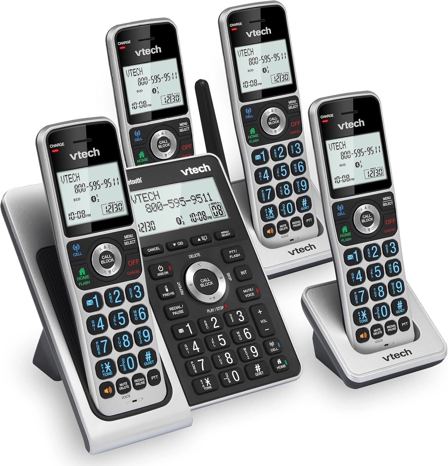 4-Handset Cordless Home Phone with Smart Call Blocker & Full Duplex Speakerphone