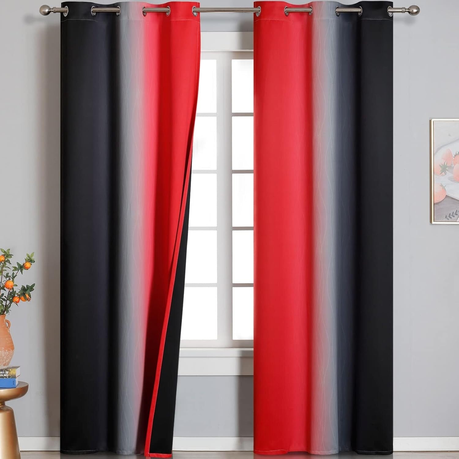 Stylish Ombre Blackout Drapes - 2 Panels of Full Light Blocking Curtains, 42x84