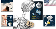Load image into Gallery viewer, Stainless Steel Handheld Shower Head - Brushed Nickel with Adjustable 6ft Hose