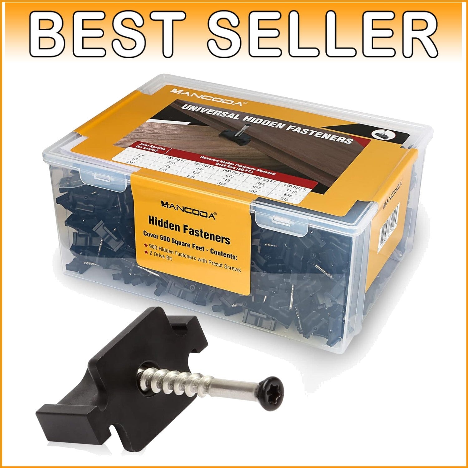 Universal Hidden Deck Fasteners - 900 Clips with Stainless Steel Screws for 5...