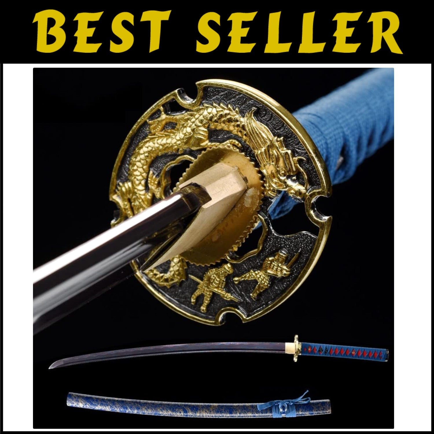 Authentic Japanese Katana - Clay Tempered, 1.4kg, Includes Scabbard, Sharp Edge