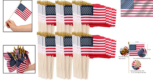 Durable 500 Mini American Flags on Stick - Perfect for Independence Day Decor