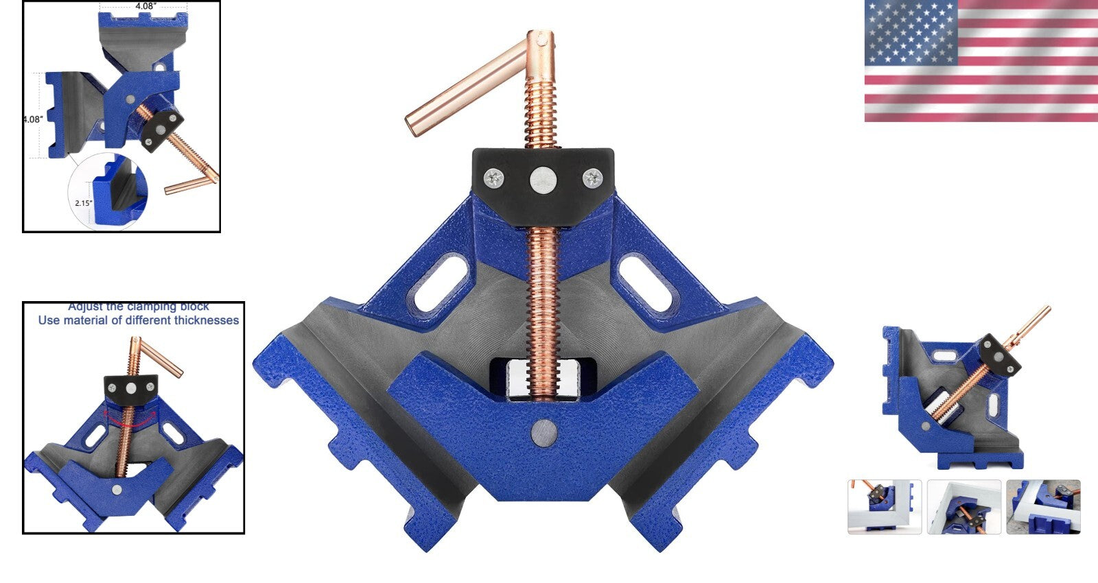 Compact Cast Iron Angle Clamp for Professional Welding - 90-Degree Support