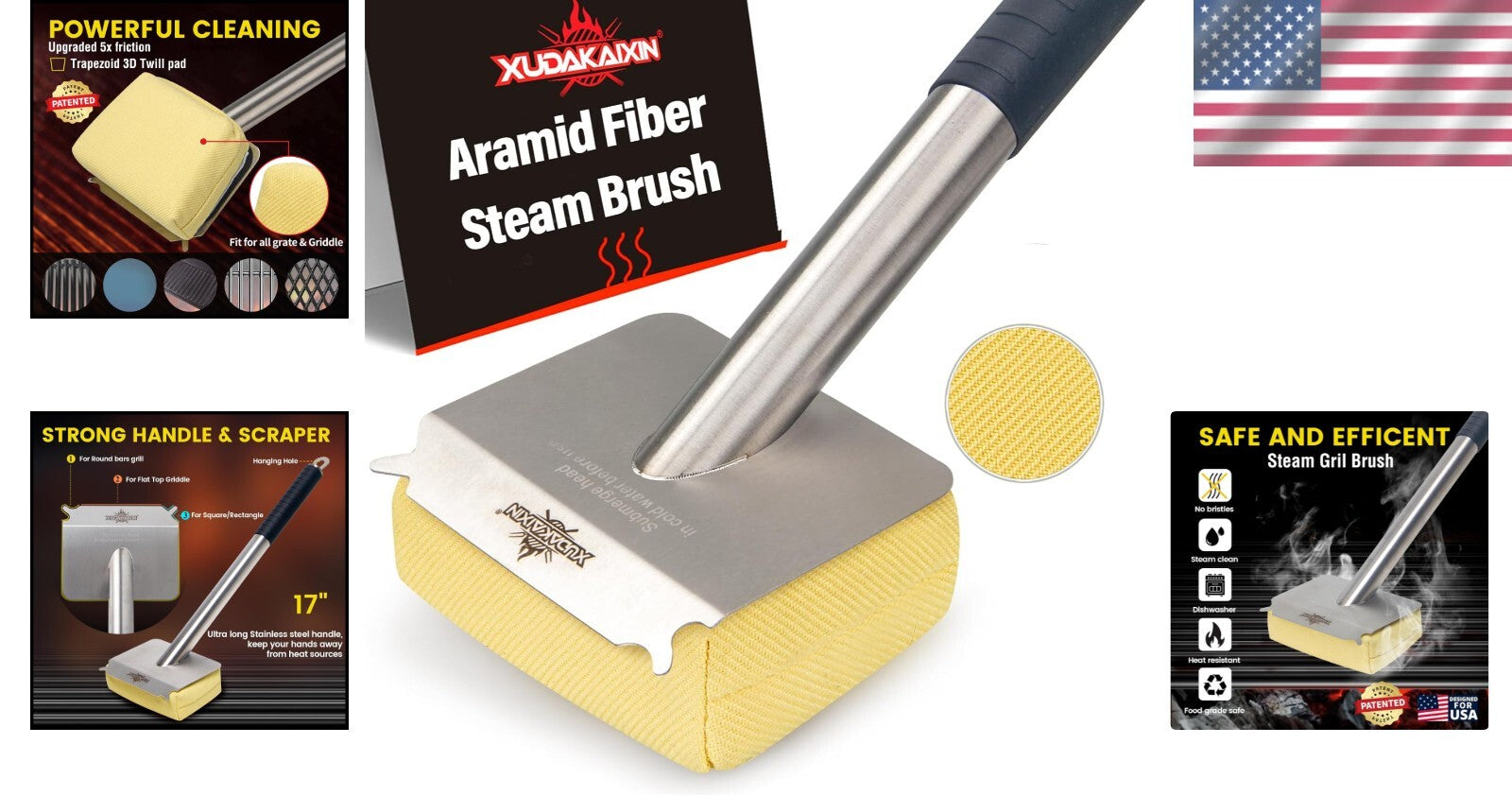 Yellow Bristle-Free Grill Brush with Replaceable Head - Ultimate Cleaning Tool