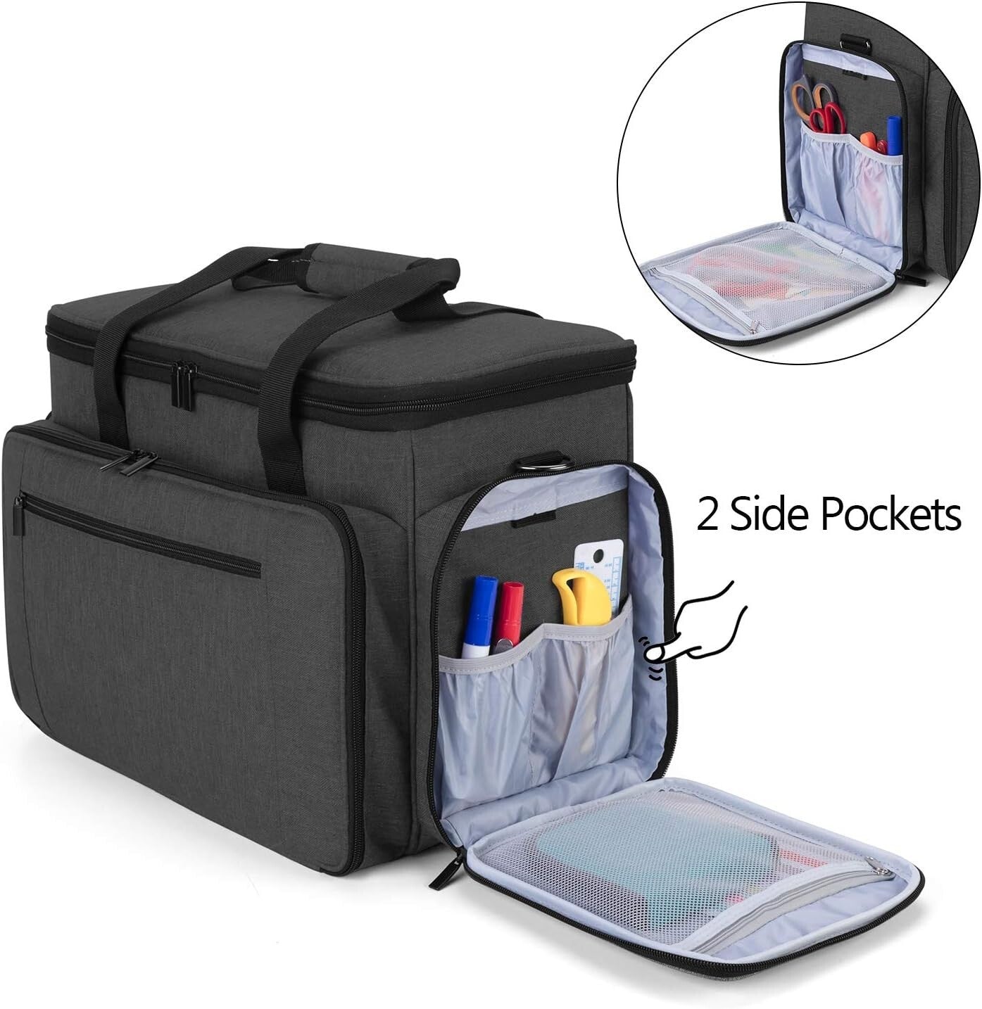 Black Sewing Machine Travel Case - Extra Protection with Multi-Storage Options