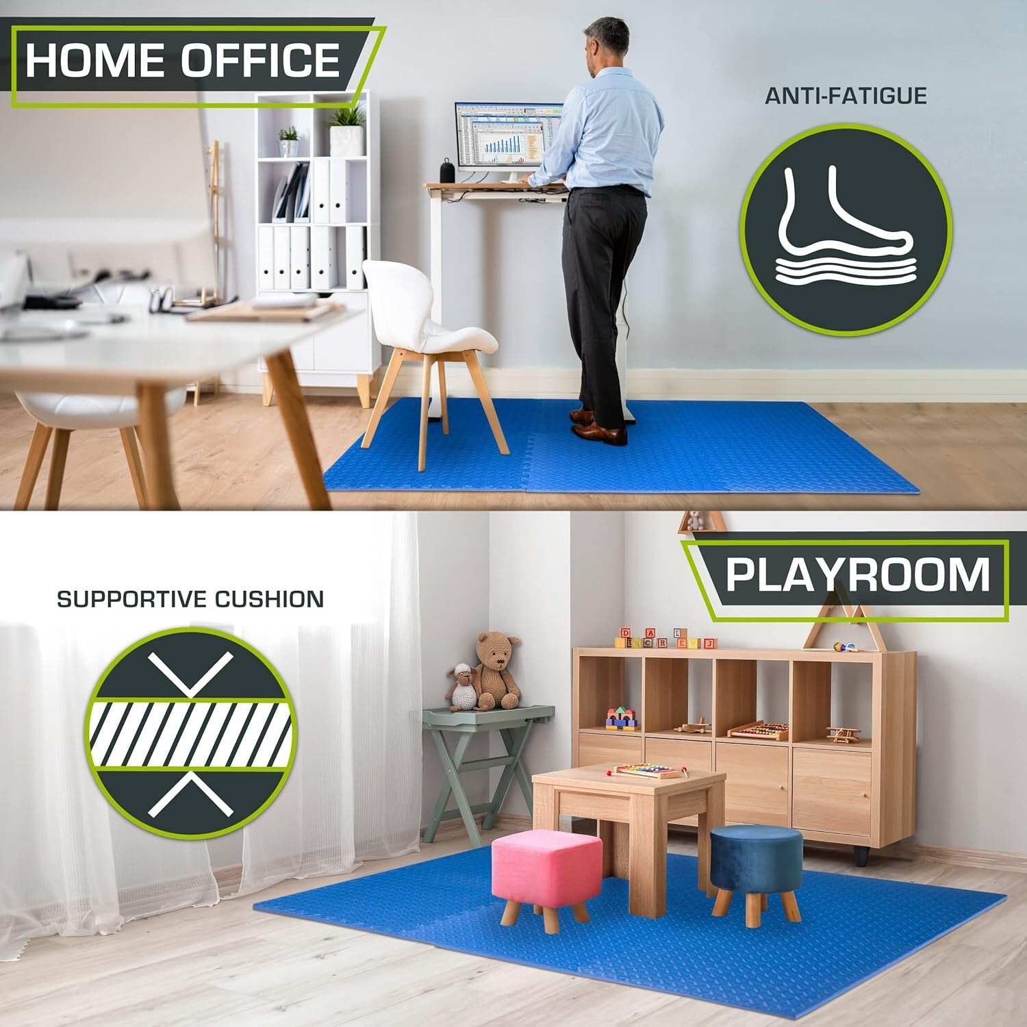 Durable ½ Inch Interlocking Foam Tiles for Home Gym & Kids Play Area - 48 Sq Ft