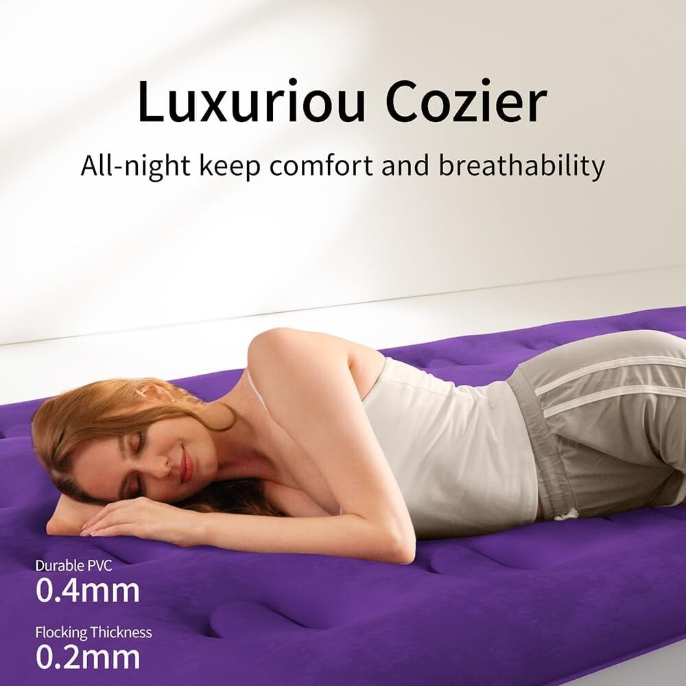 Double Height Twin Air Mattress with Silent Pump - Perfect for Camping & Home