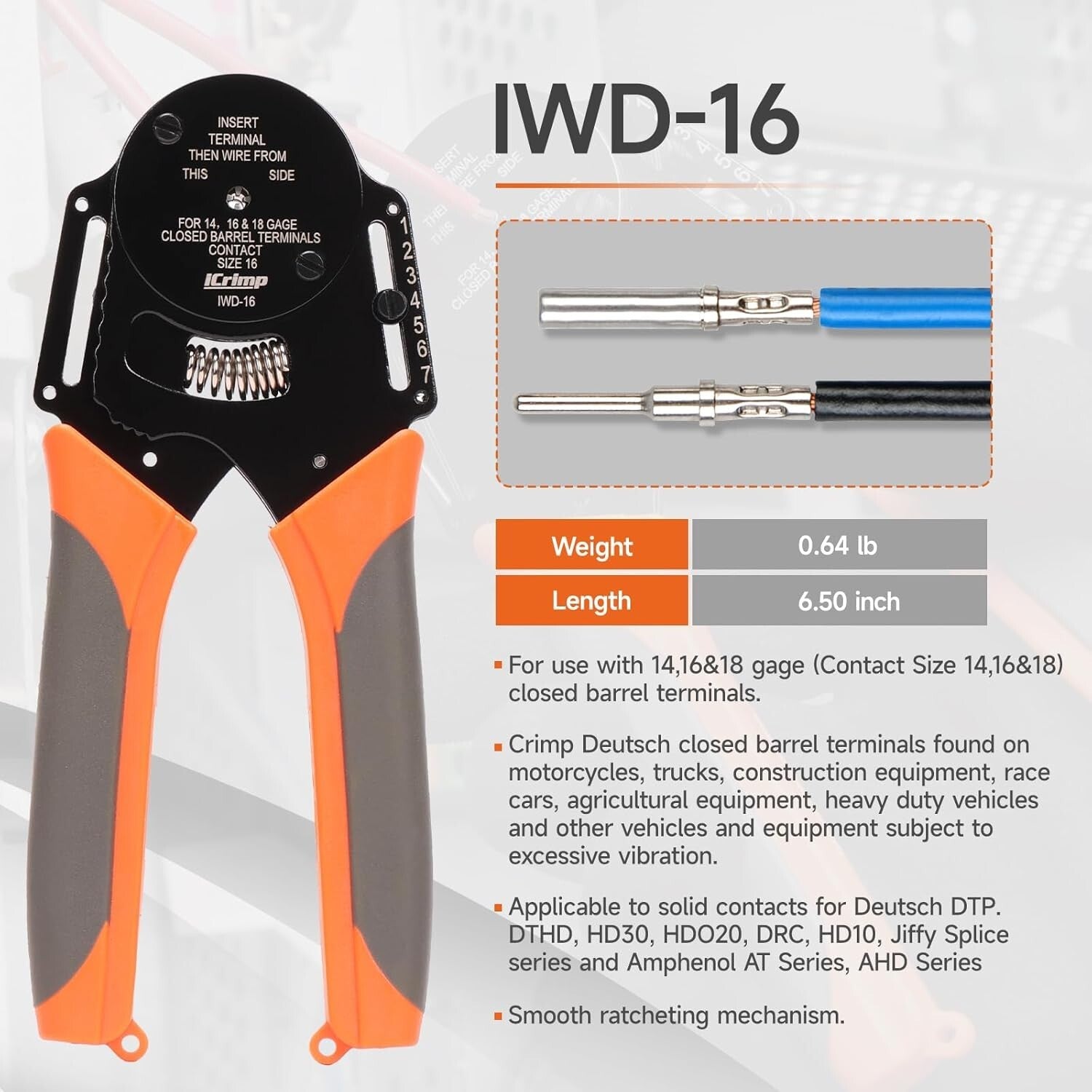 4 Way Indent Hand-Powered Crimper with Adjustable Force & Waterproof Connectors