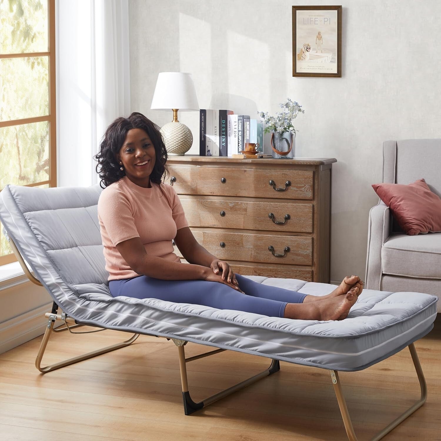 Narrow Twin 75x30" Memory Foam Topper with Zipper Cover - Lightweight & Portable