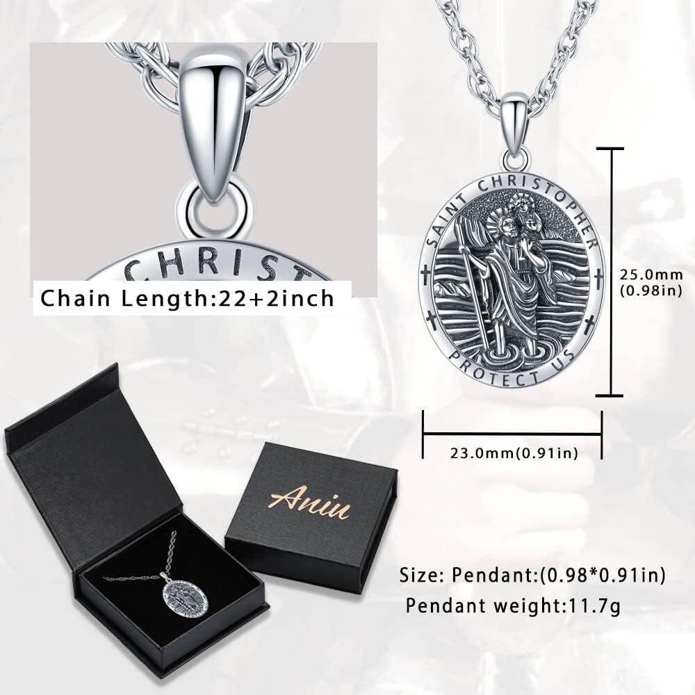 Stylish S925 Sterling Silver St Christopher Necklace - Perfect for Any Occasion