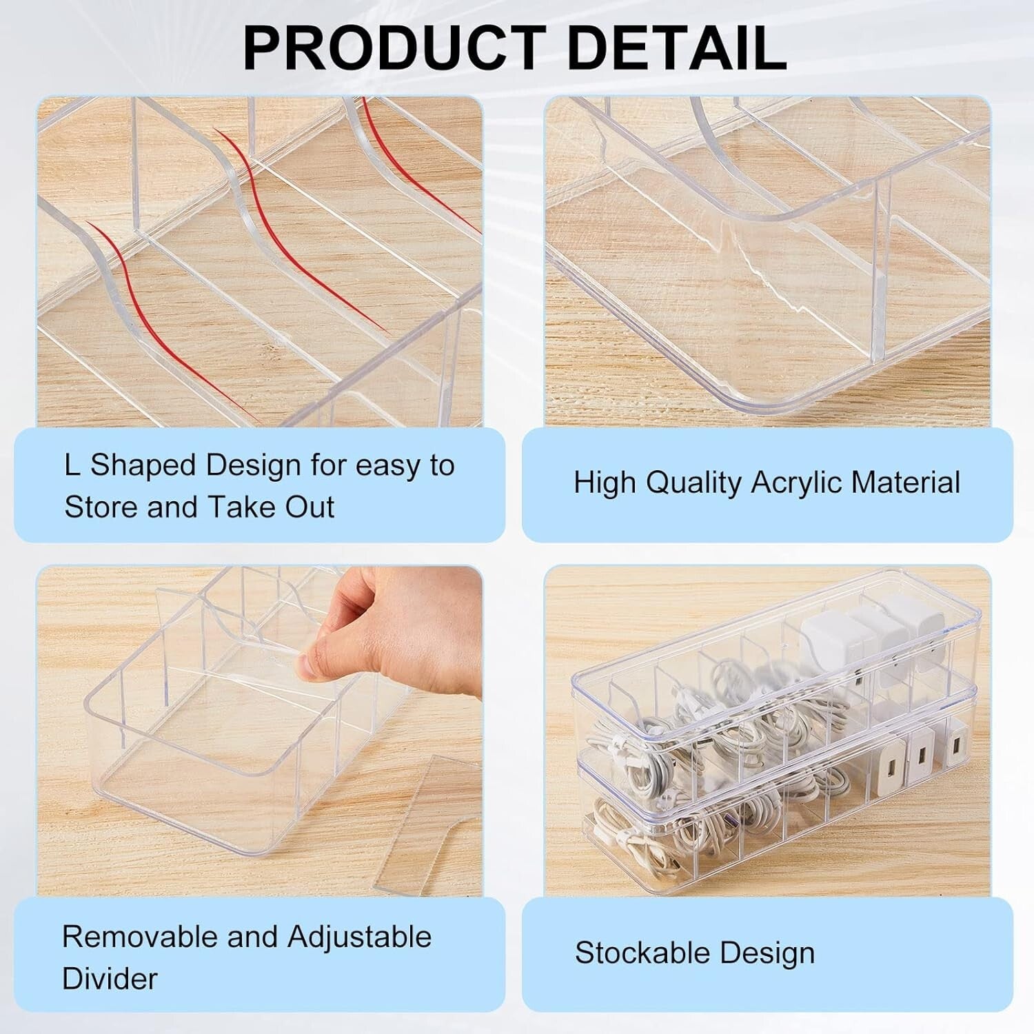 8-Pcs Clear Cable Organizer with 80 Wire Ties - Perfect for Desk Organization