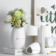 Load image into Gallery viewer, Set of 3 White Ceramic Vases: Elegant Decorative Vases for Modern Homes