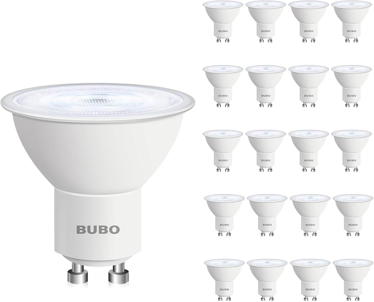 Energy-Efficient GU10 LED Bulb 6W, 650 Lumens Daylight - 20 Bulbs for Home Use