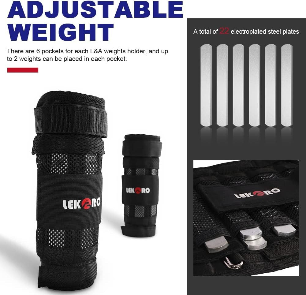 Lightweight Adjustable Ankle & Wrist Weights - Perfect for Walking & Jogging