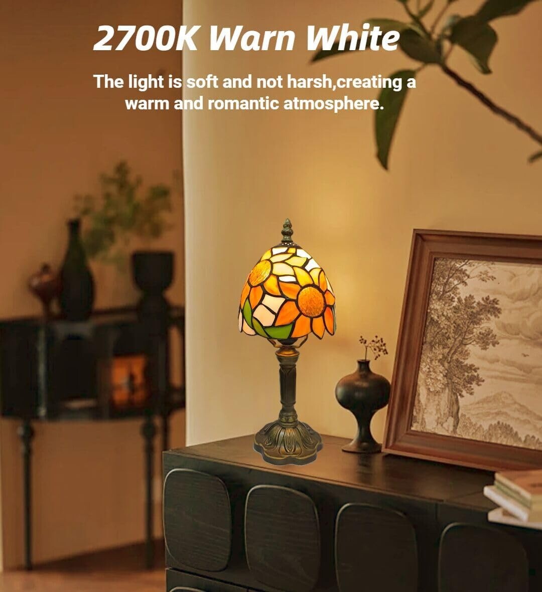 6 Inch Antique Tiffany Style Table Lamp with Bright Dimmable LED Bulb Included