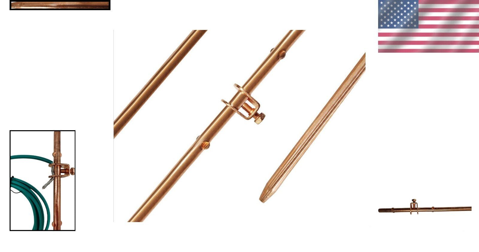 4 Premium Copper Bonded Ground Rods with Clamps - Essential for Grounding Needs