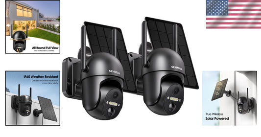 Wireless Solar Outdoor Cameras - 2-Pack with Color Night Vision & Two-Way Talk
