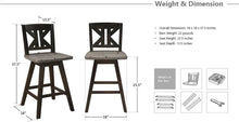 Load image into Gallery viewer, Elegant Black X-Back Swivel Bar Stools - Counter Height Set of 2 for Kitchen