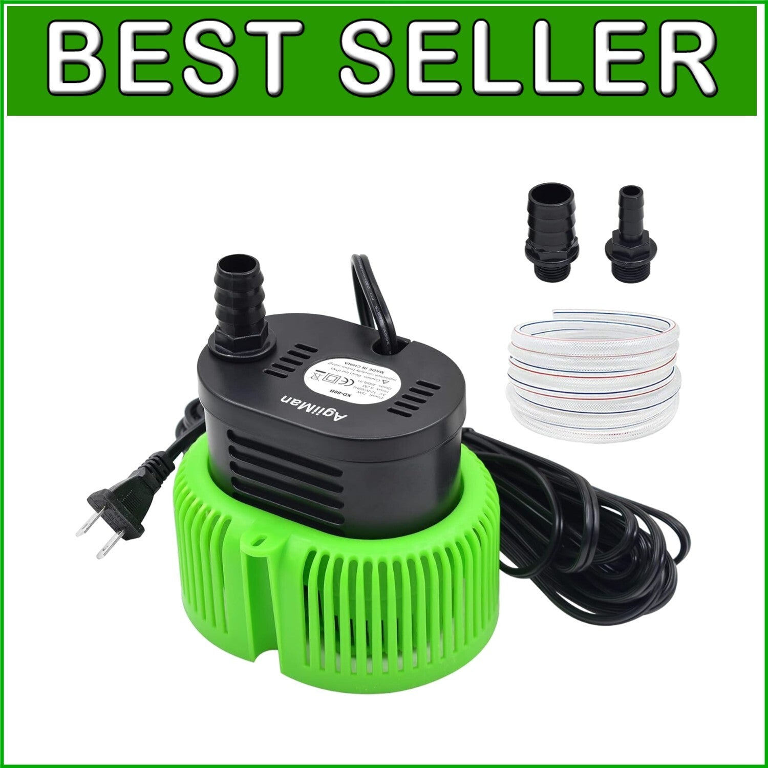 Efficient Swimming Pool Drain Pump - 850 GPH Flow, 3 Adapters & Safety Features