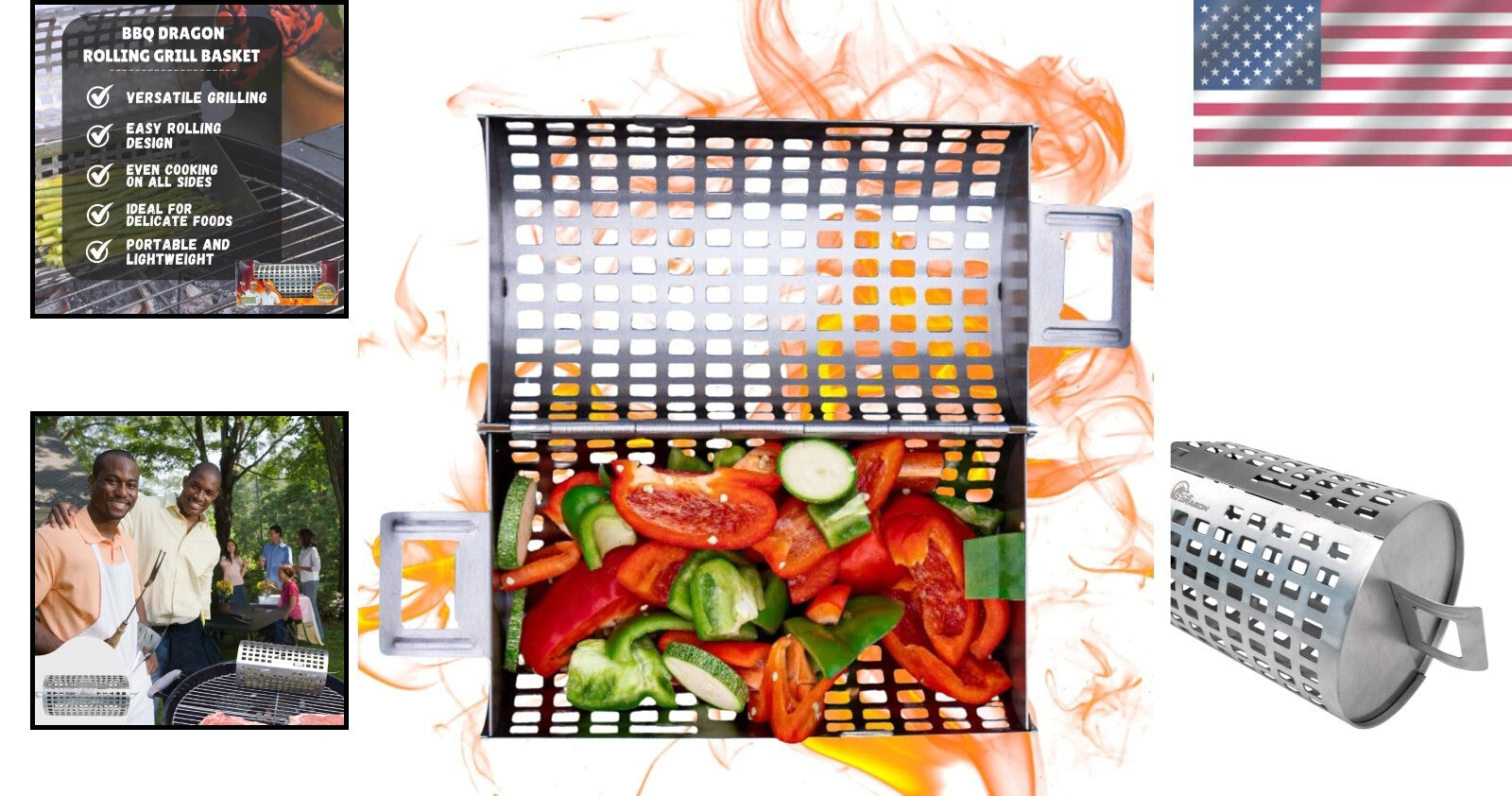 Effortless Grilling: Large Capacity Stainless Steel Basket with Snap-Lid Design