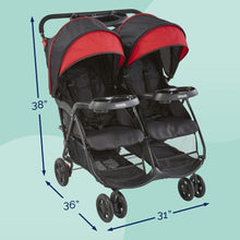 Load image into Gallery viewer, Cloud Plus Red/Black Double Stroller - Reclining, Spacious, and Stylish Design