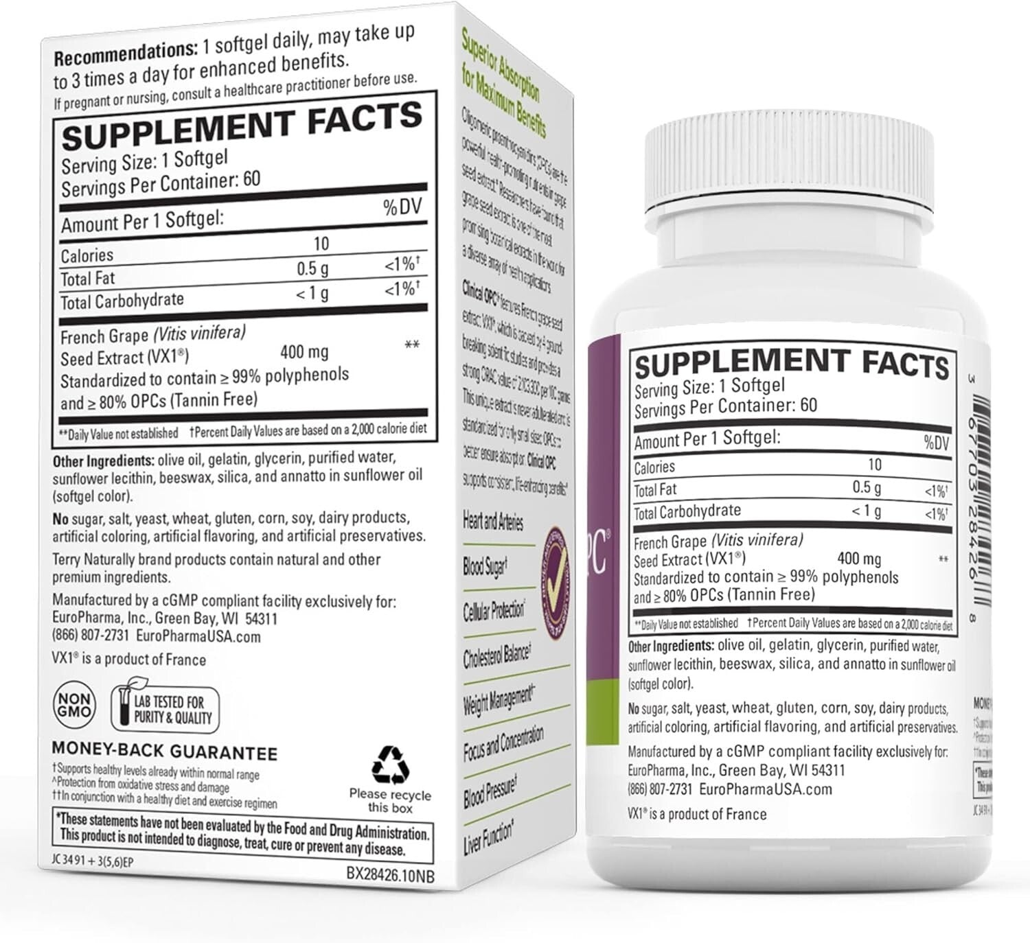 Clinical OPC Extra Strength - 60 Softgels, 3 Pack - 400 mg Grape Seed Extract