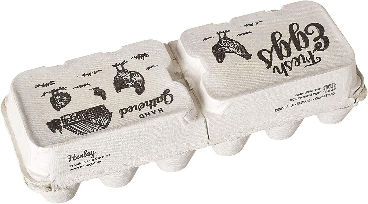 Charming Farm Fresh Egg Cartons - Half Dozen and Full Dozen Options in 250 Pack