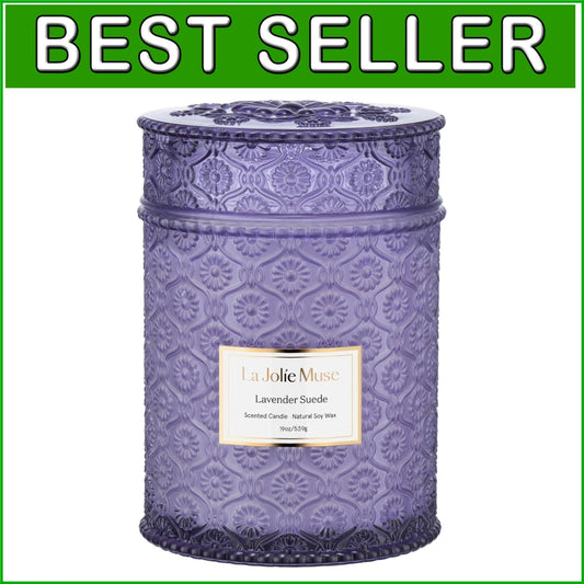 Eco-Friendly Lavender Suede Candle - Long Burning Luxury for Home Aromatherapy