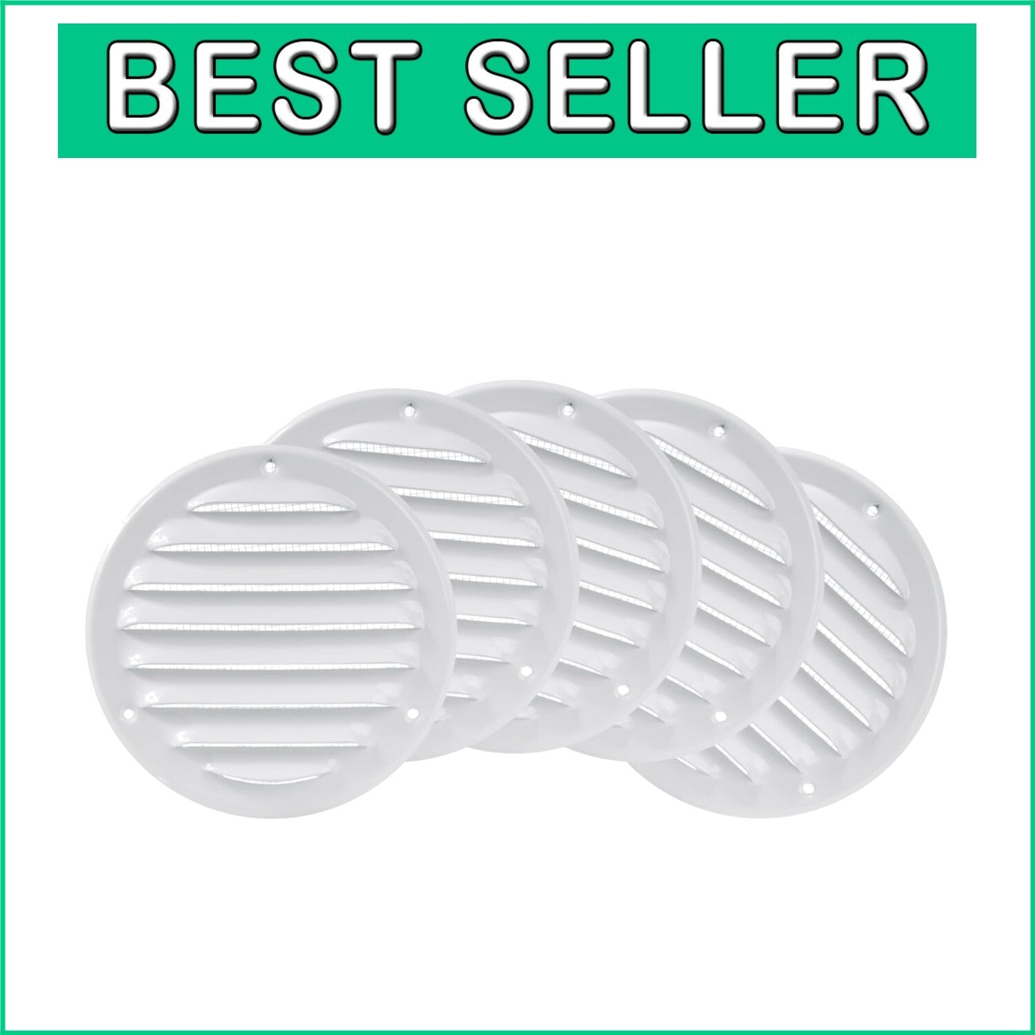 4" Metal Air Vent Grilles - Durable White Covers - Pack of 5 for Easy Mounting