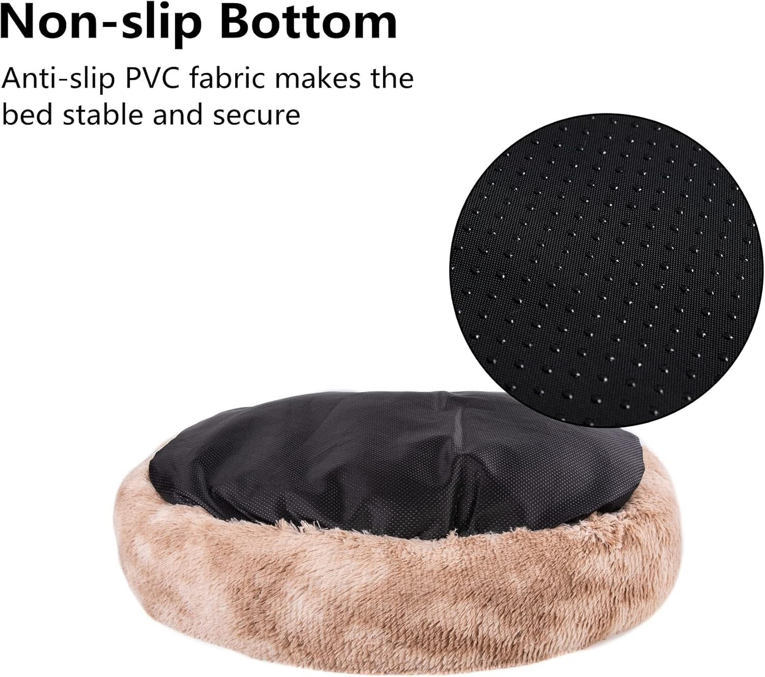 Beige Donut Cuddler Dog Bed - Anti-Skid, Machine Washable 36" for Medium Dogs