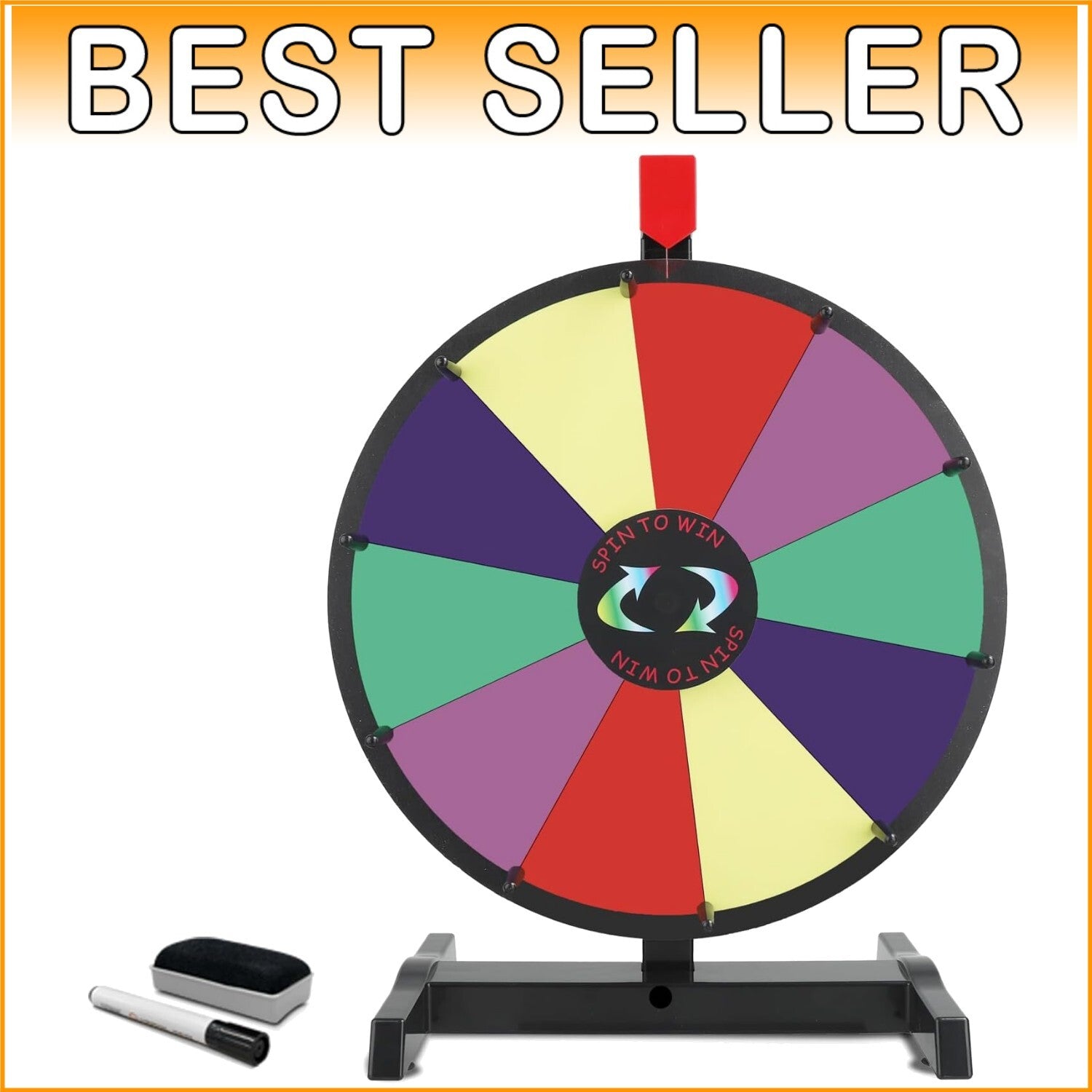 Vibrant 15" Tabletop Prize Wheel with Slip-Resistant Base & Erasable Surface