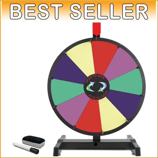 Vibrant 15" Tabletop Prize Wheel with Slip-Resistant Base & Erasable Surface