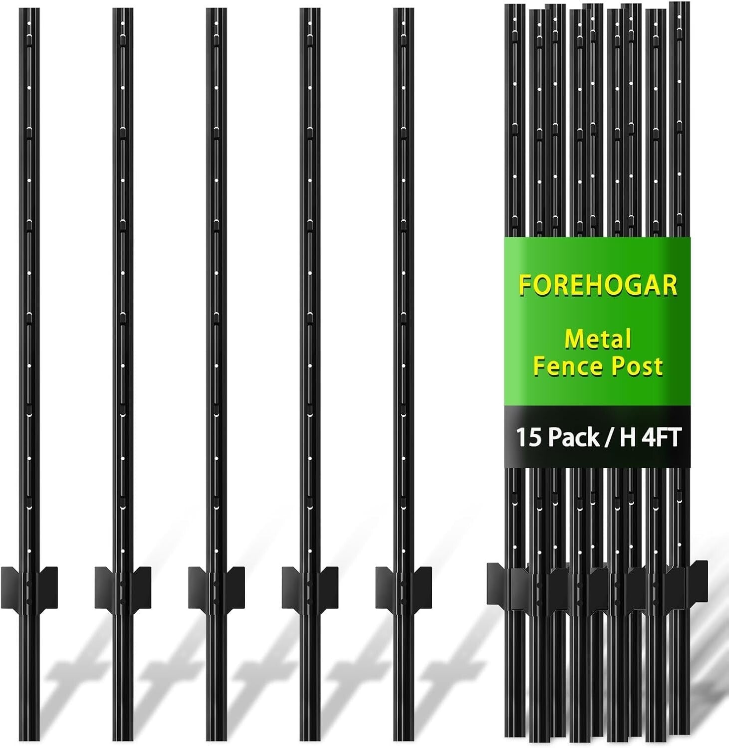 Versatile 4ft Black Steel Fence Posts - Ideal for Garden and Animal Barriers
