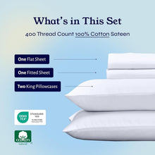 Load image into Gallery viewer, King Size Sheets Set - Soft 400 Thread Count 100% Cotton, Deep Pocket &amp; Cooling