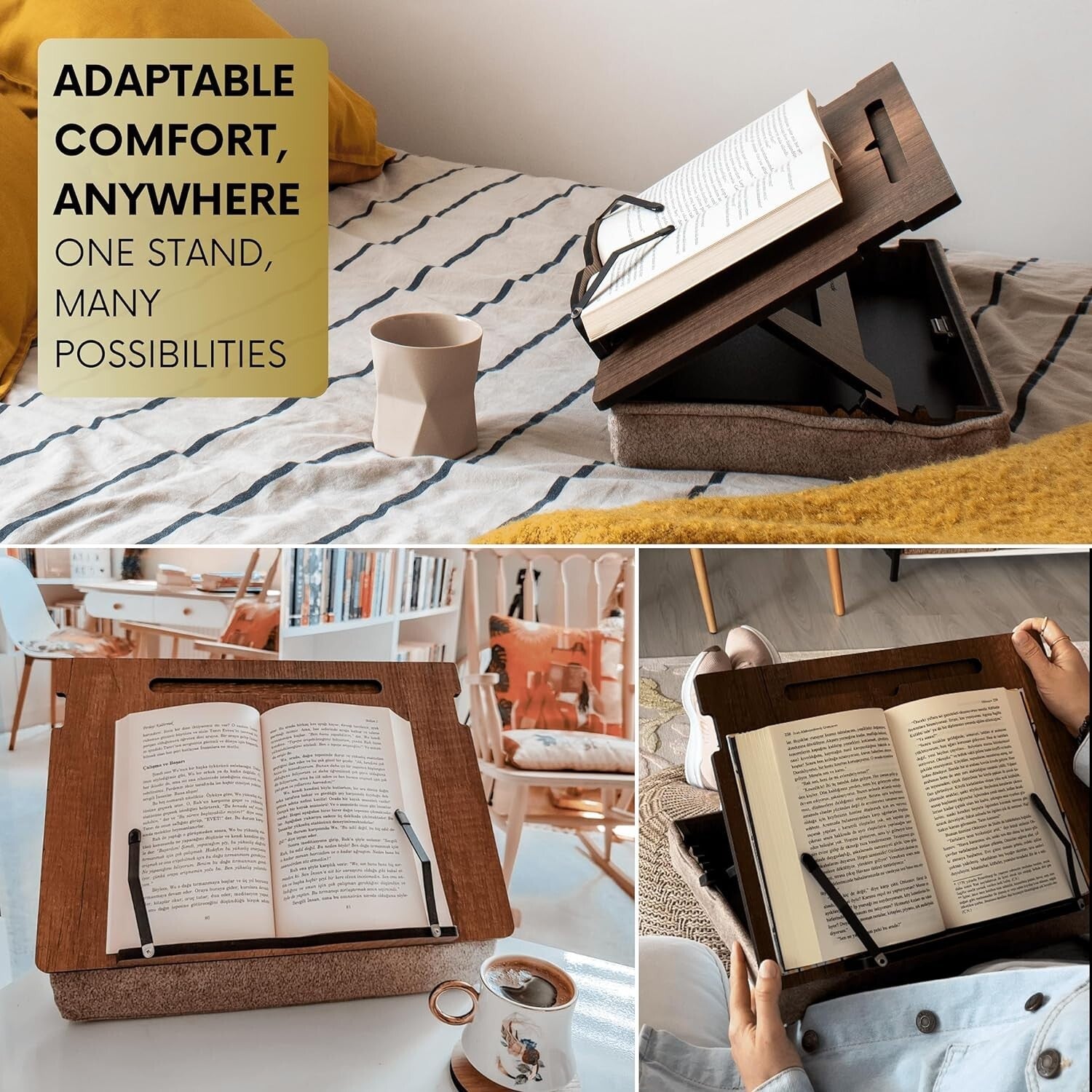 High-Quality Adjustable Book Stand with Storage - Ideal for Reading and Cooking