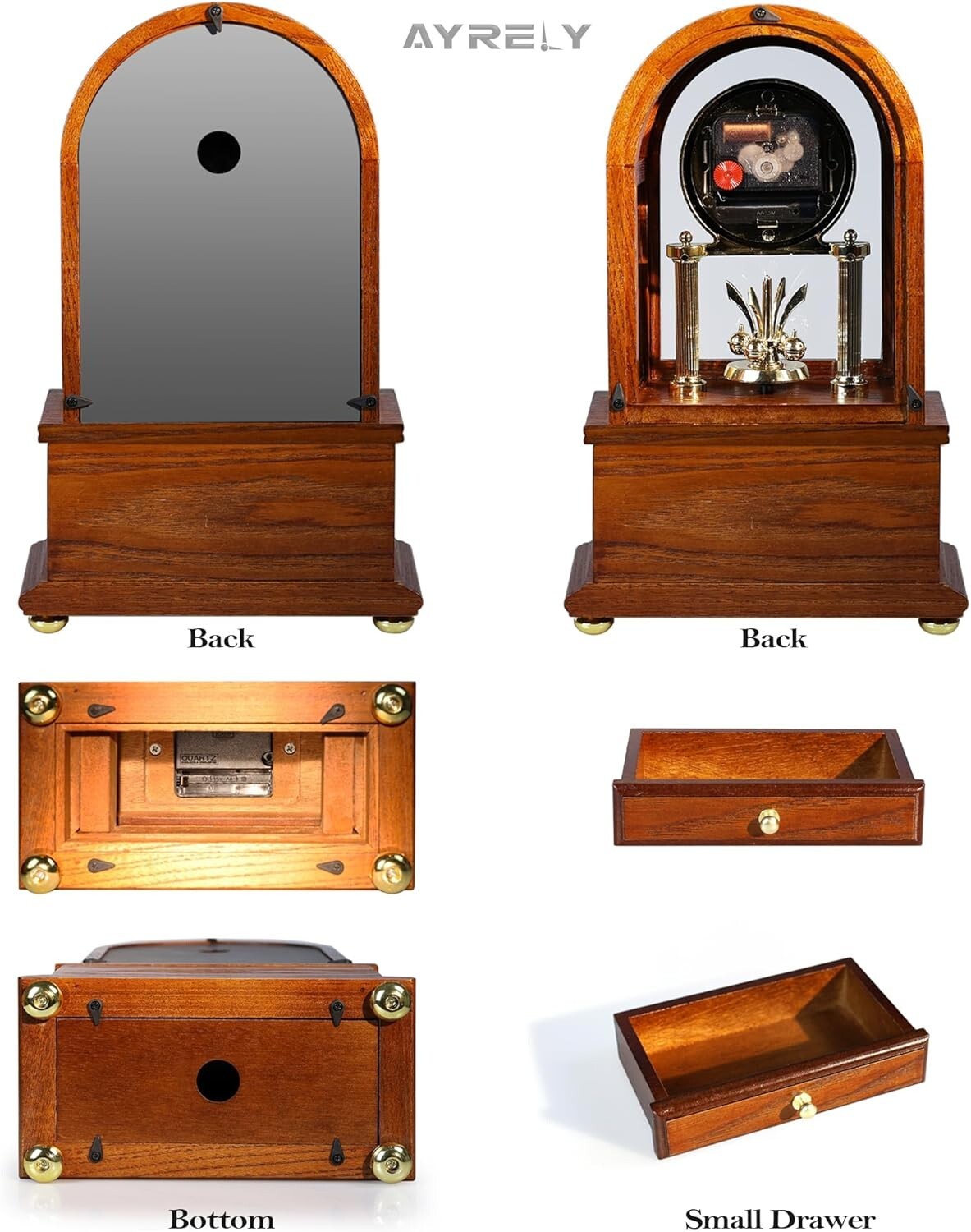 Antique Style Table Clock with Revolving Pendulum: Perfect Anniversary Gift