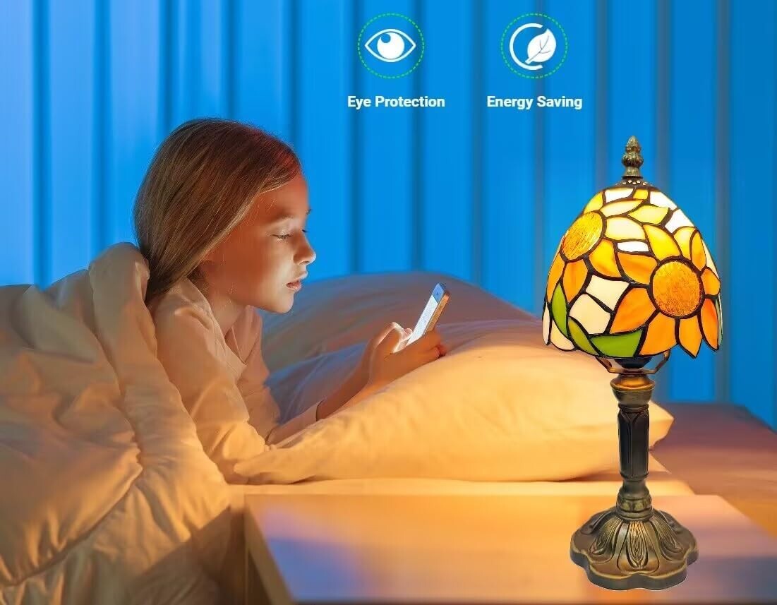 6 Inch Antique Tiffany Style Table Lamp with Bright Dimmable LED Bulb Included