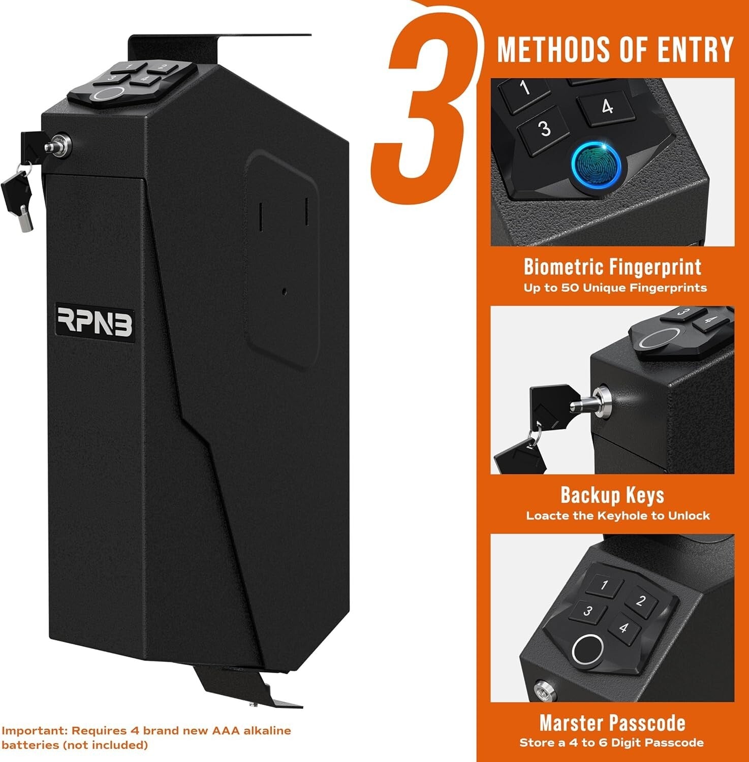 Quick Access Biometric Handgun Safe - California Certified & Anti-Theft Design