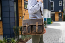 Load image into Gallery viewer, Spacious Buffalo Leather Laptop Messenger Bag - Ideal for Students &amp; Pros