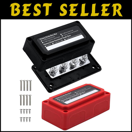 300A Waterproof Power Distribution Block with 4 M10 Terminal Studs - Heavy Duty