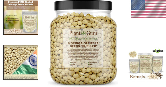 Clean Moringa Seeds - 2 lbs. Wide Mouth Jar - Boosts Energy & Supports Wellness