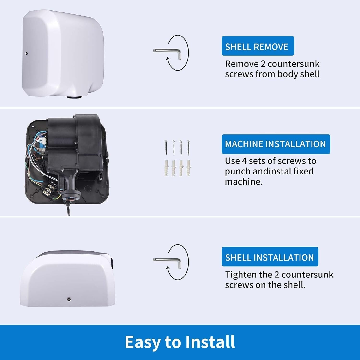 Durable Automatic Hand Dryer with Adjustable Sensing - Ideal for Busy Restrooms
