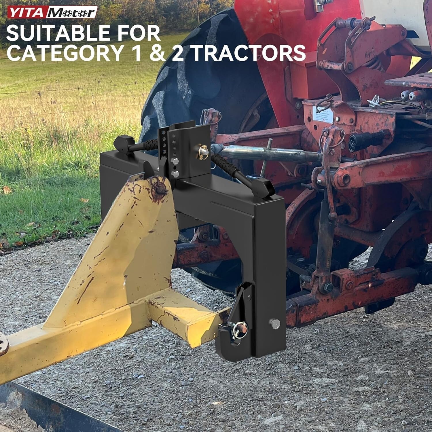 Category 1 Tractor 3-Pt Attachment with 2" Receiver and 5-Level Adjustability