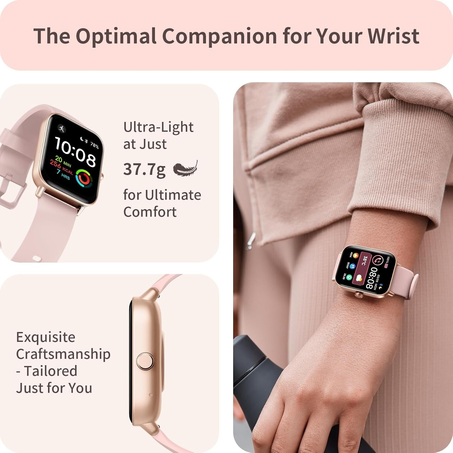 Premium Women's Fitness Watch: 1.8'' Touch Screen, Heart Rate & Activity Tracker