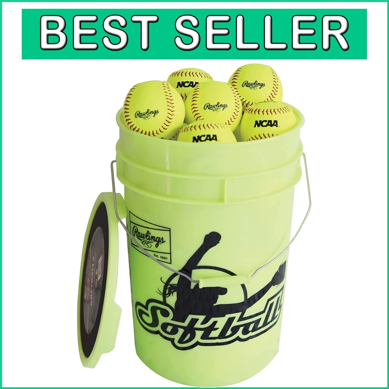 18 Pack of 12-Inch Youth Softballs in Durable Bucket - Safe Practice Balls