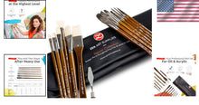 Load image into Gallery viewer, Luxury 14pc Oil &amp; Acrylic Paint Brush Set with Birchwood Handles - No Shedding