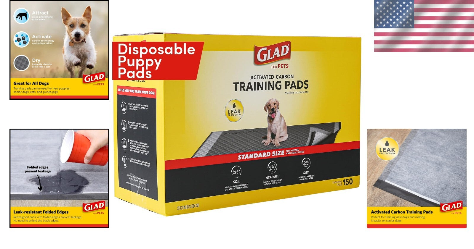 Charcoal Puppy Pads - 150 Count Super Absorbent Disposable Dog Pee Pads, 23"x23"