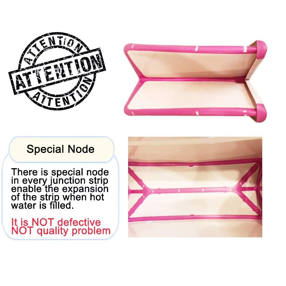 Freestanding Foldable Pink Bath Tub for Kids and Petite Adults - Space Saving